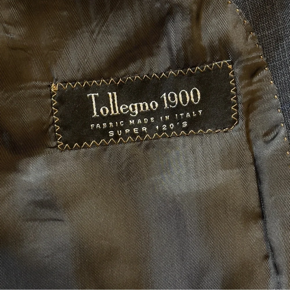 Pronto Uomo Signature Italian Wool Suit Gray Blue Plaid Tollegno 1900 Super 120s